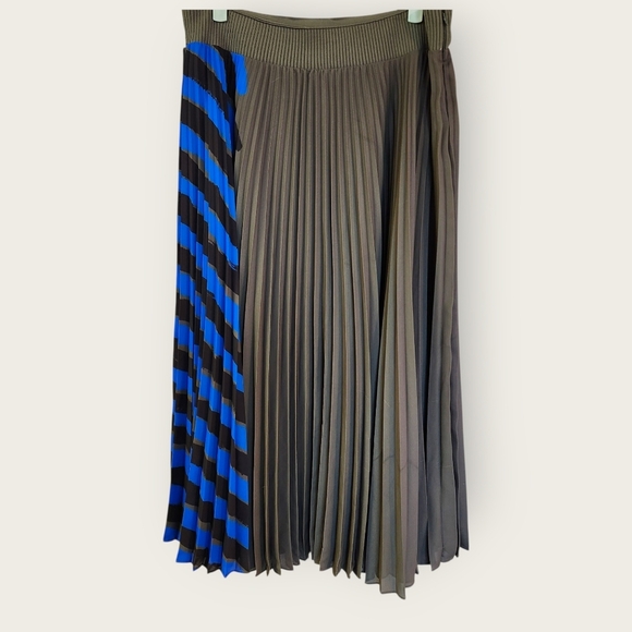 Proenza Schouler STRIPE CONTRAST PLEATED SKIRT FATIGUE Sz 10 - Picture 3 of 9